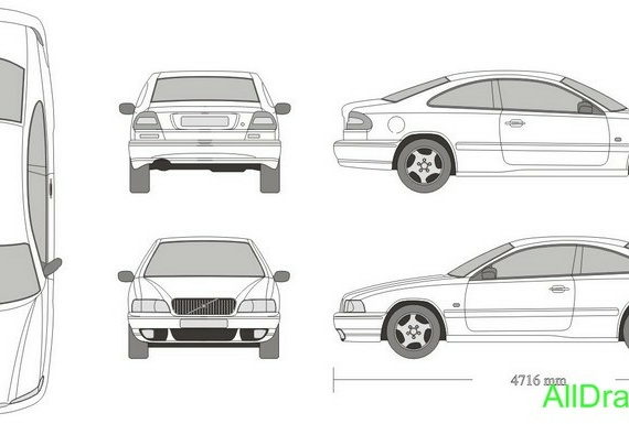 Volvo C70 (2000) (Вольво C70 (2000)) - чертежи (рисунки) автомобиля